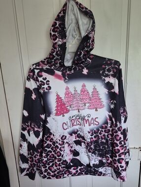 Pink Christmas Tree Graphic Hoodie